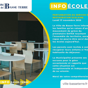 Perturbation du service de restauration scolaire